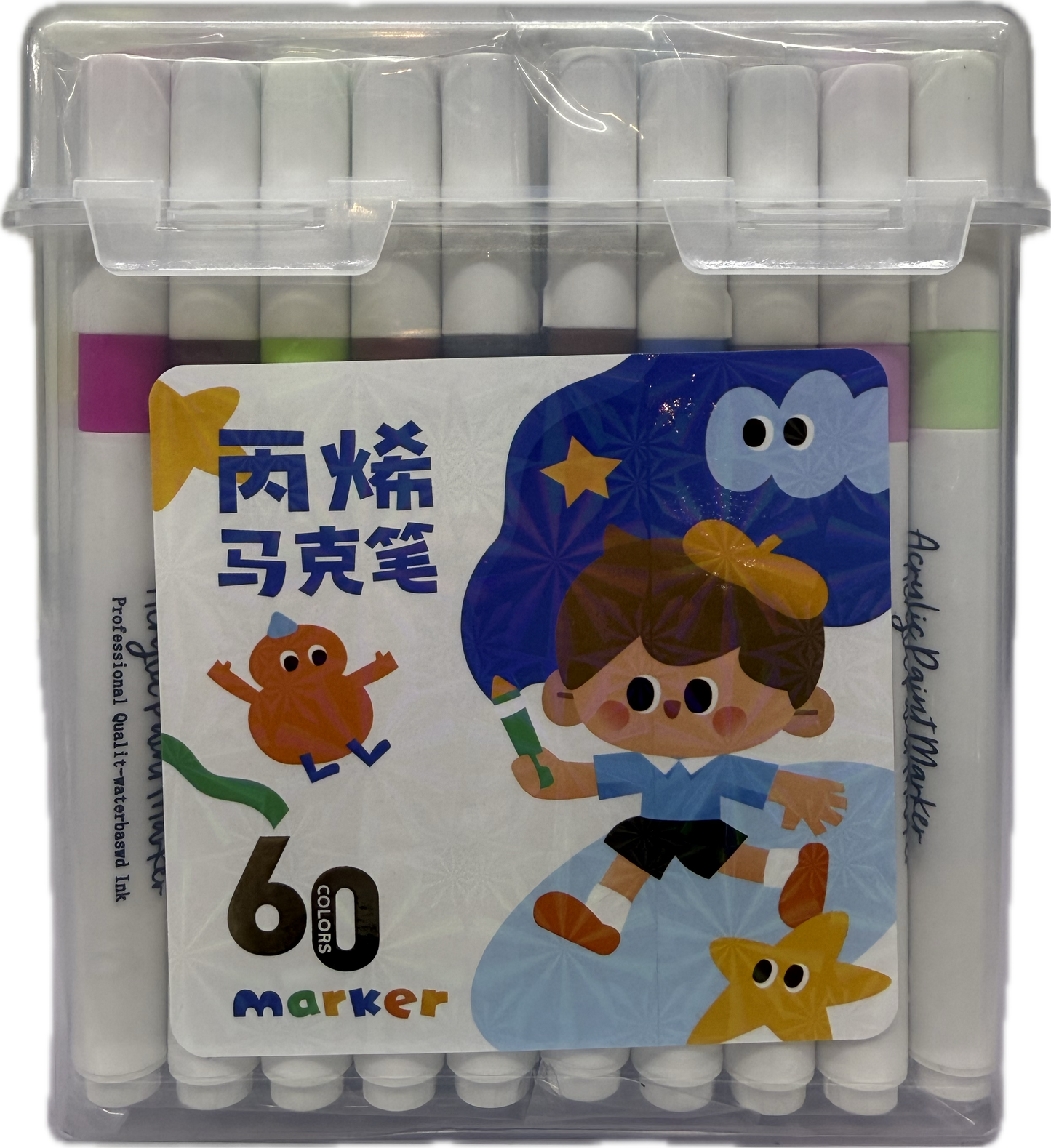 60 Coloured Acrylic Markers Pack
